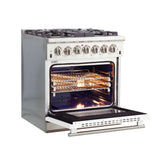 Forno 30-Inch Capriasca Dual Fuel Range with 5 Gas Burners and 240v Electric Oven in Stainless Steel with White Door (FFSGS6187-30WHT)