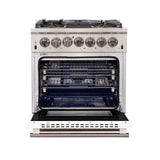 Forno 30-Inch Capriasca Gas Range with 5 Burners and Convection Oven in Stainless Steel with White Door (FFSGS6260-30WHT)