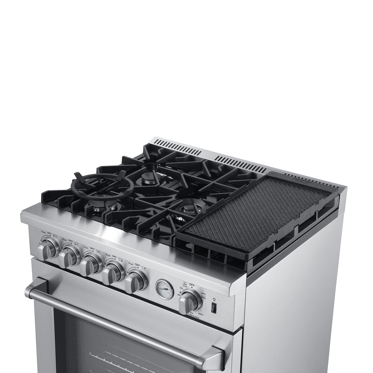 Forno 30-Inch Lazio Gas Range with 5 Sealed Burner, Air Fryer, Wok Ring, & Reversible Griddle in Stainless Steel (FFSGS6276-30)