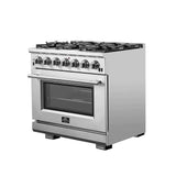 Forno 2-Piece Appliance Package - 36-Inch Gas Range and 60-Inch Built-In Refrigerator in Stainless Steel