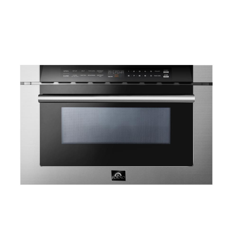 Forno 4-Piece Appliance Package - 36-Inch Dual Fuel Range, 56-Inch Pro-Style Refrigerator, Microwave Drawer, & 3-Rack Dishwasher in Stainless Steel