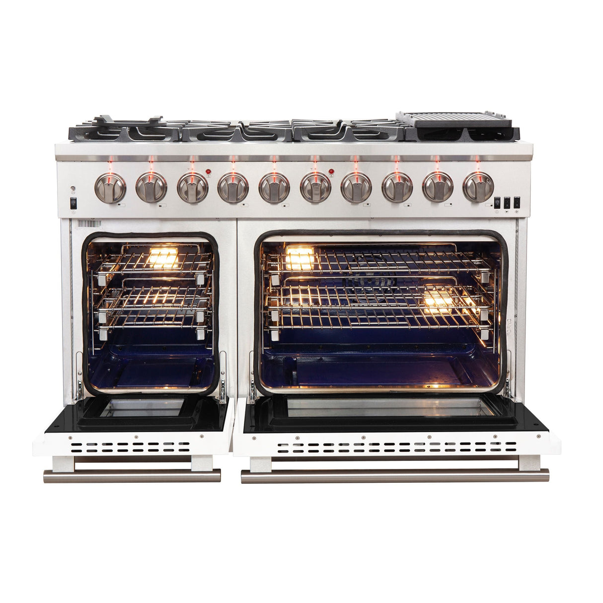 Forno 48-Inch Capriasca Gas Range with 8 Gas Burners and Convection Oven in Stainless Steel with White Door (FFSGS6260-48WHT)