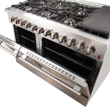 Forno 48-Inch Galiano Dual Fuel Range - Gas Cooktop with 240v Electric Oven - 8 Burners, Griddle, and Double Oven (FFSGS6156-48)