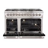 Forno 48-Inch Galiano Dual Fuel Range with 8 Gas Burners and 240v Electric Oven in Stainless Steel with Black Door (FFSGS6156-48BLK)