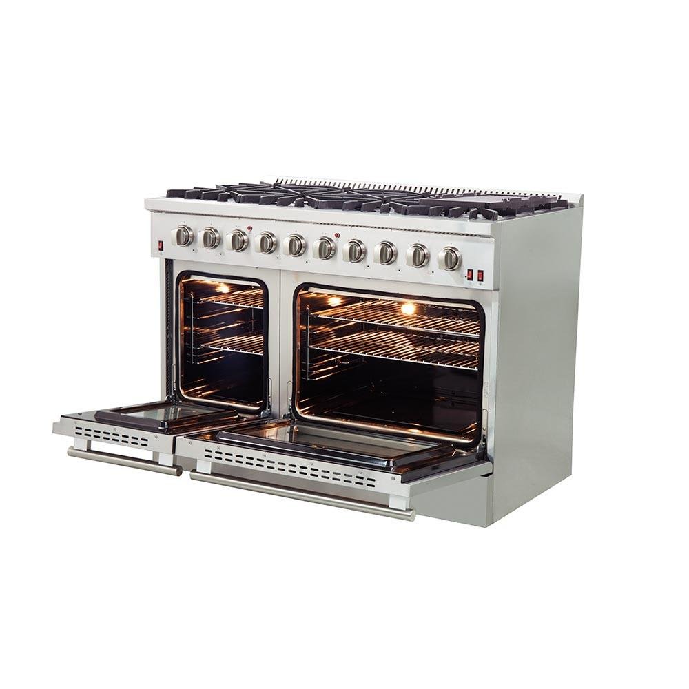 Forno 48-Inch Galiano Gas Range with 8 Burners and Reversible Griddle in Stainless Steel (FFSGS6244-48)
