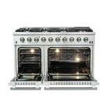 Forno 3-Piece Appliance Package- 48-Inch Gas Range, Refrigerator, & Wall Mount Hood with Backsplash in Stainless Steel