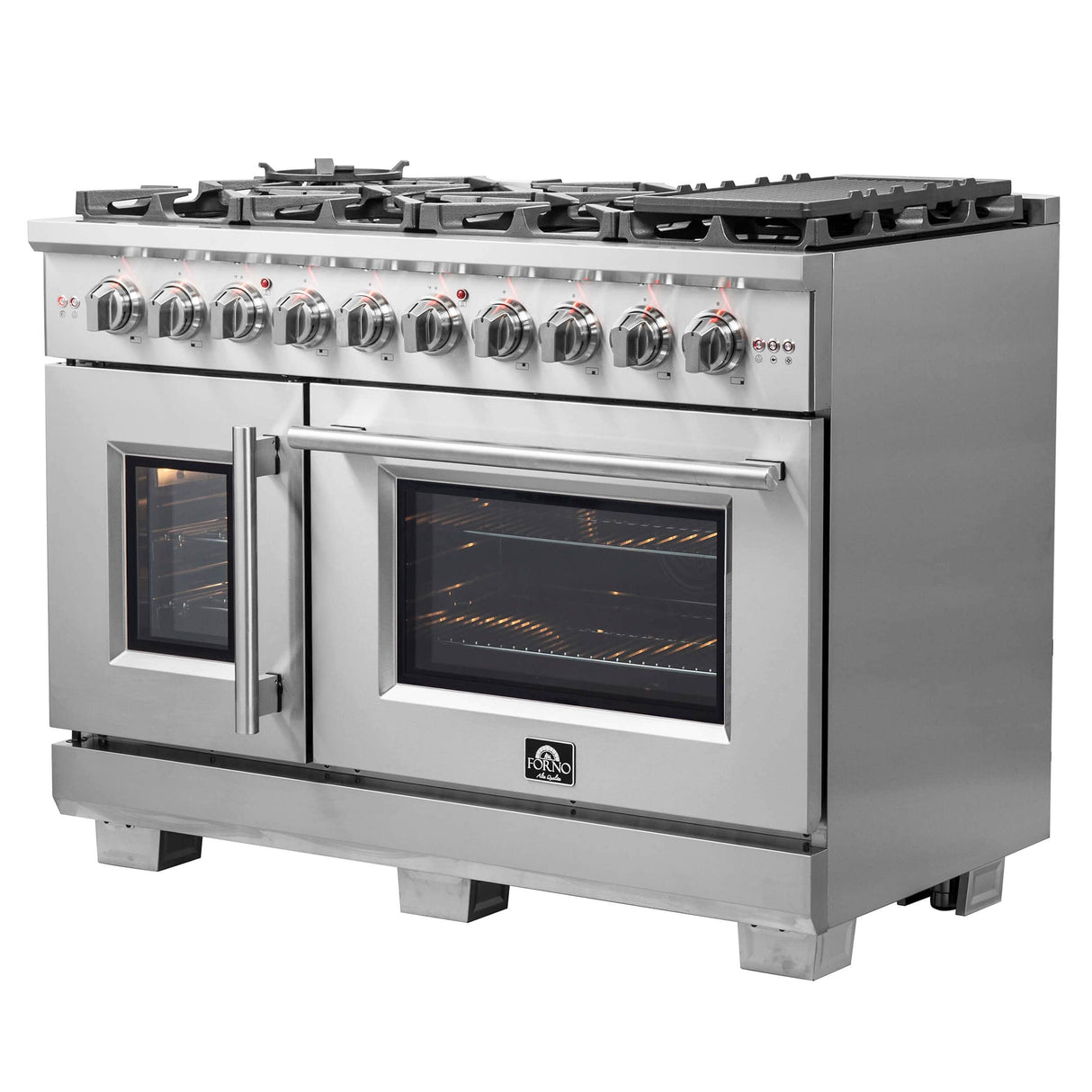 Forno 48-Inch Capriasca Gas Range with 8 Burners, 160,000 BTUs, & French Door Gas Oven in Stainless Steel (FFSGS6460-48)