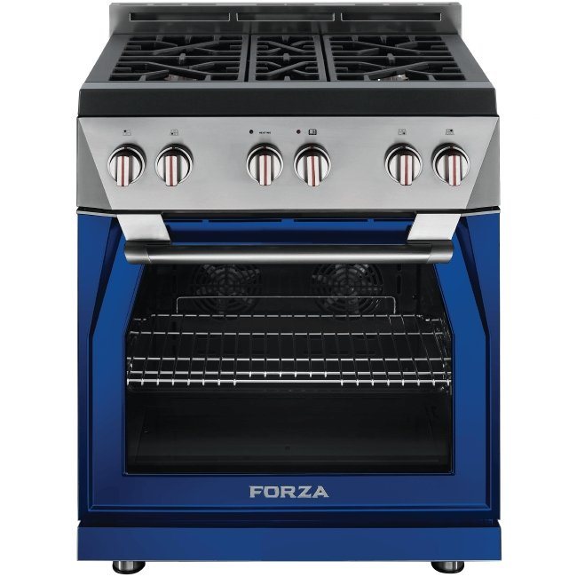 Forza 30-Inch 5.2 cu. ft. Stainless Steel Pro-Style Gas Range in Dinamico Blue (FR304GN-B)