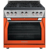 Forza 36-Inch 6.0 cu. ft. Stainless Steel Pro-Style Gas Range in Ardente Orange (FR366GN-O)