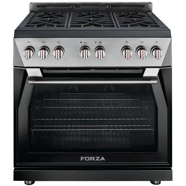 Forza 36-Inch 6.0 cu. ft. Stainless Steel Pro-Style Gas Range in Audace Black (FR366GN-K)