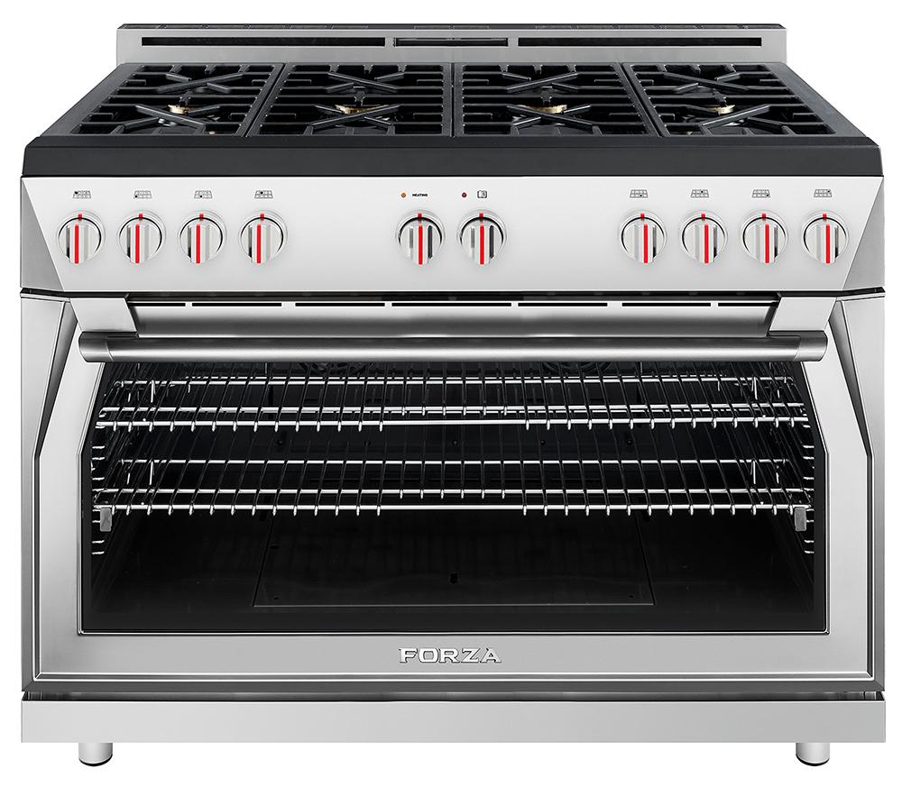 Forza 48-Inch 7.8 cu. ft. Stainless Steel Pro-Style Gas Range in Ardente Orange (FR488GN-O)