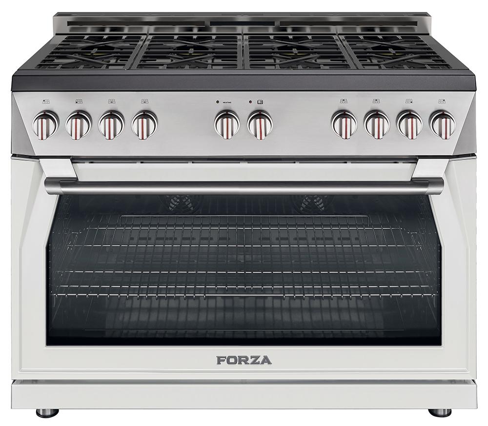 Forza 48-Inch 7.8 cu. ft. Stainless Steel Pro-Style Gas Range in Valoroso White (FR488GN-W)