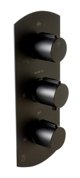 Black Matte 3-Way Thermostatic Valve Shower Mixer Round Knobs