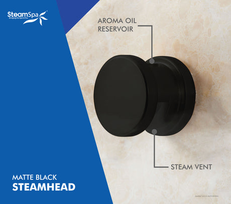 SteamSpa Steamhead with Aromatherapy Reservoir in Matte Black G-SHMK