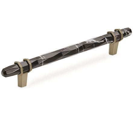 Amerock BP36650MBKBBZ Carrione Cabinet Pull, 6-5/16 in (160 mm) Center-to-Center, Marble Black/Golden Champagne