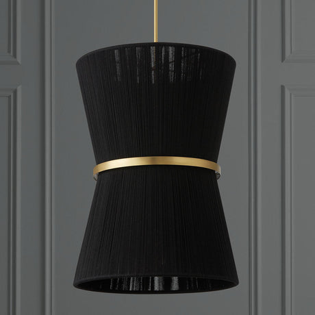 Capital Lighting 541261KP Cecilia 6 Light Foyer Black Rope and Patinaed Brass