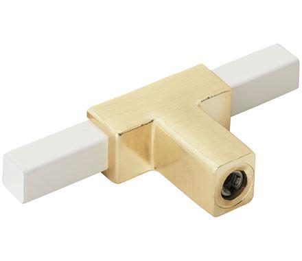 Amerock BP67BGLWHT Kitchen Cabinet Door or Drawer Knob Brushed Gold/White 2-3/4 (70 mm) Length Urbanite 1 Pack Furniture Hardware Bathroom Cabinet Hardware