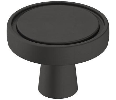 Amerock Cabinet Knob Matte Black 1-3/8 inch (35 mm) Diameter Destine 1 Pack Drawer Knob Cabinet Hardware