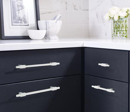 Amerock Cabinet Pull Polished Chrome/White 7-9/16 inch (192 mm) Center to Center Urbanite 1 Pack Drawer Pull Drawer Handle Cabinet Hardware