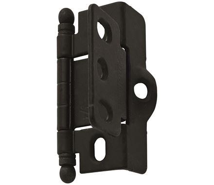 Amerock Cabinet Hinge 3/4 in. (19 mm) Door Thickness Full Inset Full Wrap Ball Tip Matte Black Kitchen Cabinet Door Hinge Single Hinge Functional Hardware