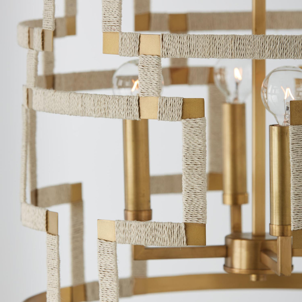 Capital Lighting 541041NL Hala 4 Light Foyer Bleached Natural Jute and Patinaed Brass