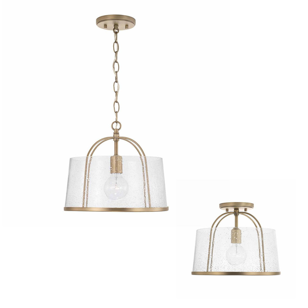 Capital Lighting 247011AD Madison 1 Light Semi-Flush Aged Brass