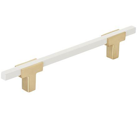 Amerock Cabinet Pull Brushed Gold/White 5-1/16 inch (128 mm) Center to Center Urbanite 1 Pack Drawer Pull Drawer Handle Cabinet Hardware