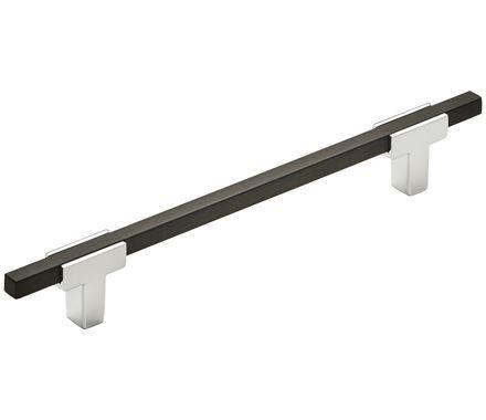 Amerock Cabinet Pull Polished Chrome/Brushed Matte Black 6-5/16 inch (160 mm) Center to Center Urbanite 1 Pack Drawer Pull Drawer Handle Cabinet Hardware
