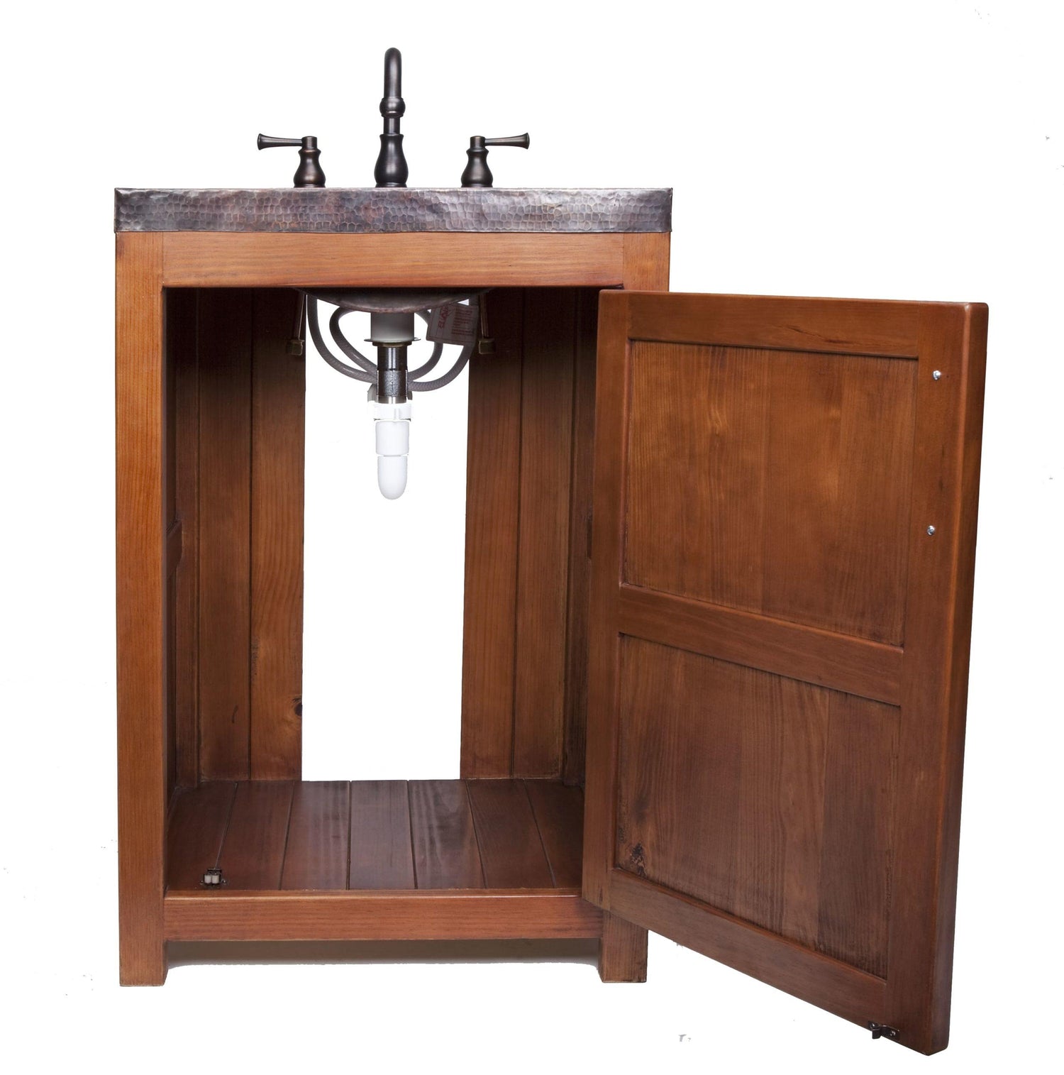 Thompson Traders Petit Rustic Vanity Lerma Chica VTS Sink: Aged Copper
(Hammered)
Vanity: Wood with Integrated Aged Copper Countertop and Sink