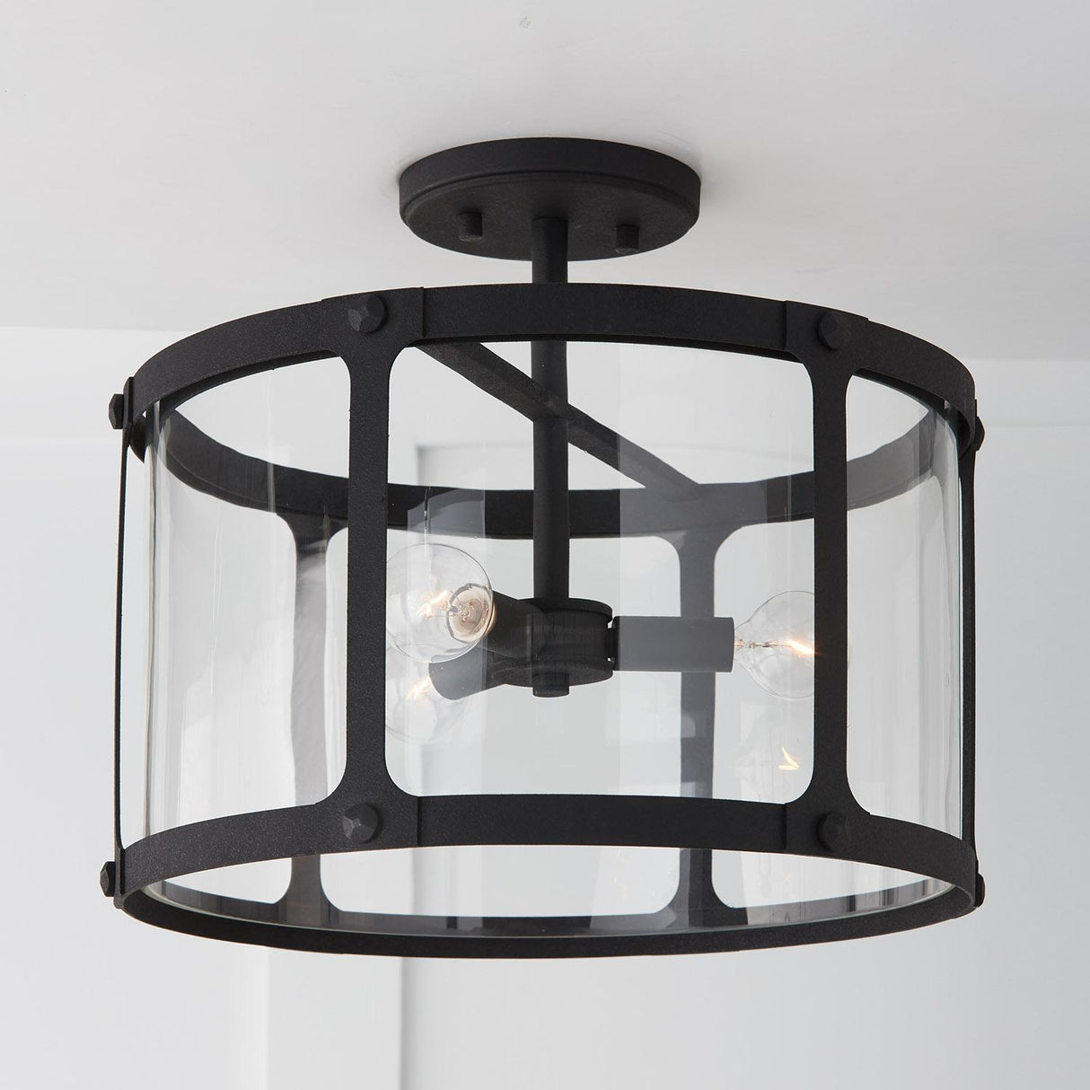 Capital Lighting 244931BI Brennen 3 Light Semi-Flush Black Iron