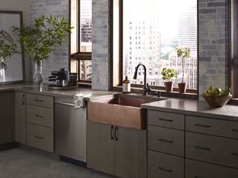 Thompson Traders Lucca Antique Copper Kitchen Sink Quiroga KSA-3322AH Antique Copper
(Hammered)