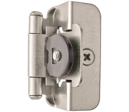 Amerock Double Demountable Cabinet Hinge 1/2 inch (13 mm) Overlay Hinge Satin Nickel 2 Pack Self-Closing Hinge Cabinet Door Hinge