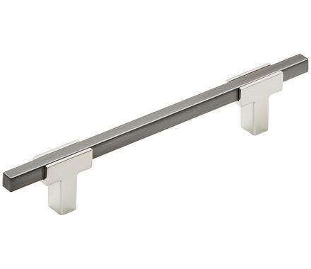 Amerock Cabinet Pull Polished Chrome/Black Chrome 5-1/16 inch (128 mm) Center to Center Urbanite 1 Pack Drawer Pull Drawer Handle Cabinet Hardware