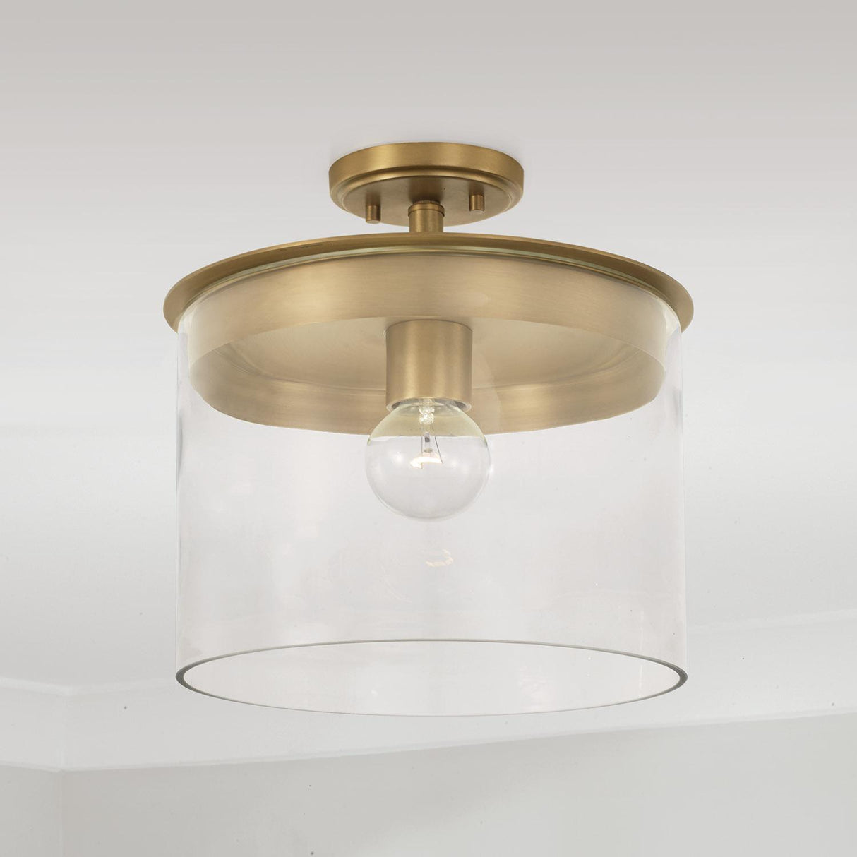 Capital Lighting 246812AD Mason 1 Light Semi-Flush Aged Brass