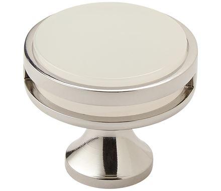 Amerock Cabinet Knob Polished Nickel/Frosted 1-3/8 inch (35 mm) Diameter Oberon 1 Pack Drawer Knob Cabinet Hardware