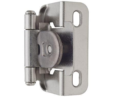 Amerock Single Demountable Cabinet Hinge 1/2 inch (12.7 mm) Overlay Hinge Satin Nickel 2 Pack Self-Closing Hinge Cabinet Door Hinge