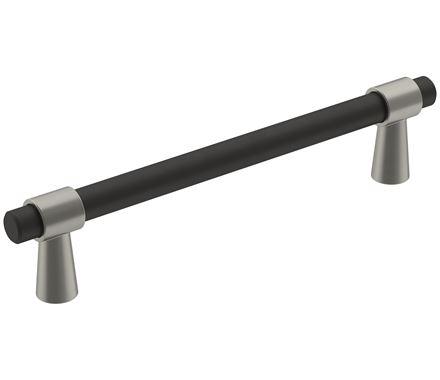 Amerock Cabinet Pull Matte Black/Satin Nickel 5-1/16 inch (128 mm) Center-to-Center Mergence 1 Pack Drawer Pull Cabinet Handle Cabinet Hardware