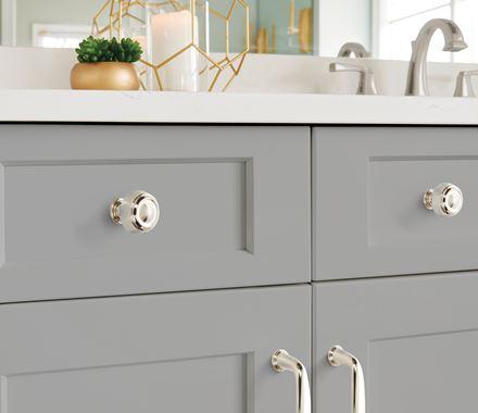 Amerock Cabinet Knob Polished Nickel 1-3/16 inch (30 mm) Diameter Kane 1 Pack Drawer Knob Cabinet Hardware