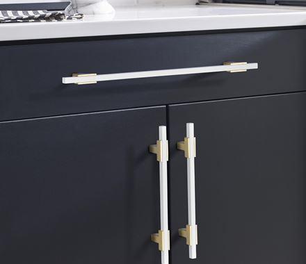 Amerock Cabinet Pull Brushed Gold/White 10-1/16 inch (256 mm) Center to Center Urbanite 1 Pack Drawer Pull Drawer Handle Cabinet Hardware
