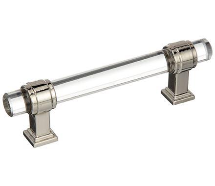 Amerock Cabinet Pull Clear/Polished Nickel 3-3/4 inch (96 mm) Center to Center Glacio 1 Pack Drawer Pull Drawer Handle Cabinet Hardware