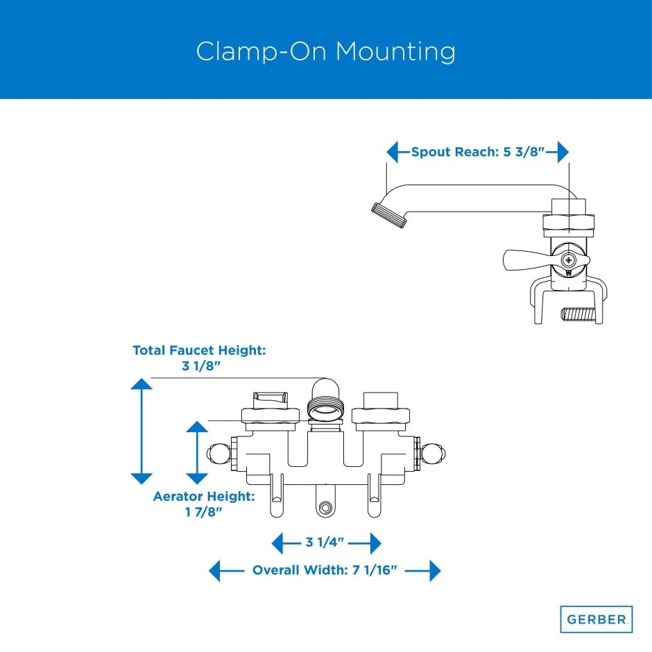 Gerber G0049530 Rough Brass Classics Two Handle Clamp On Laundry Faucet W/ I...