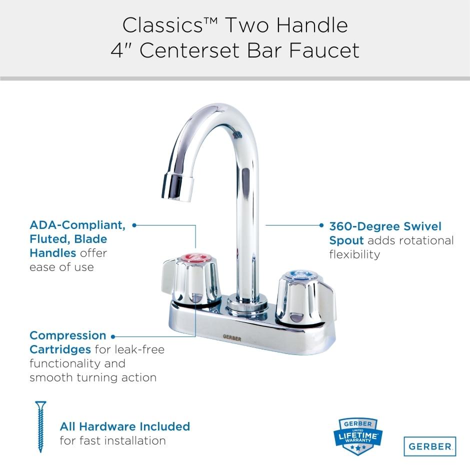 Gerber G0749251 Chrome Classics Two Handle Bar Faucet 1.75GPM