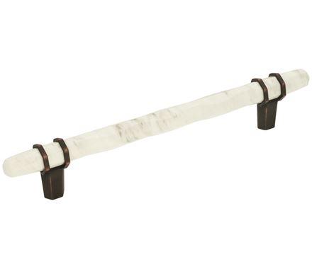 Amerock Cabinet Pull Marble White/Oil-Rubbed Bronze 6-5/16 inch (160 mm) Center to Center Carrione 1 Pack Drawer Pull Drawer Handle Cabinet Hardware