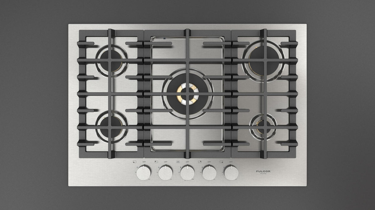 30" Matteo 400 Series Gas Cooktop, 5 Brass Burners