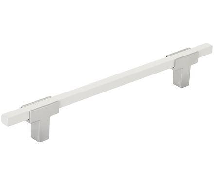 Amerock Cabinet Pull Polished Chrome/White 6-5/16 inch (160 mm) Center to Center Urbanite 1 Pack Drawer Pull Drawer Handle Cabinet Hardware