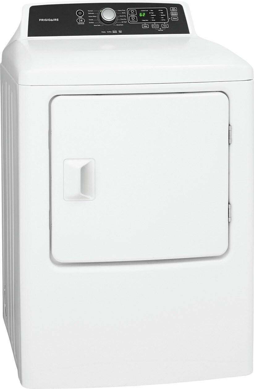 Frigidaire FFRE4120SW 6.7 CF Elec Dryer,10 Cycles,Revers Door,SS Drum,Moisture Sensor