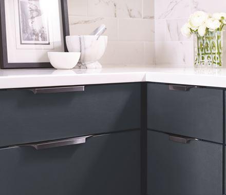 Amerock Cabinet Edge Pull Black Chrome 8-9/16 inch (217 mm) Center to Center Extent 1 Pack Drawer Pull Drawer Handle Cabinet Hardware