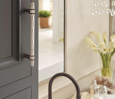 Amerock Cabinet Pull Marble White/Oil-Rubbed Bronze 6-5/16 inch (160 mm) Center to Center Carrione 1 Pack Drawer Pull Drawer Handle Cabinet Hardware