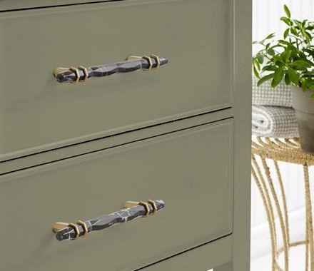 Amerock Cabinet Pull Marble Black/Golden Champagne 5-1/16 inch (128 mm) Center-to-Center Carrione 1 Pack Drawer Pull Drawer Handle Cabinet Hardware