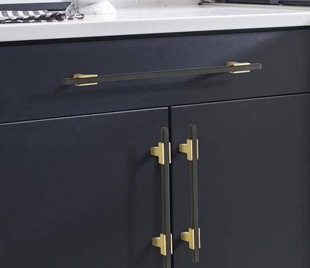 Amerock Cabinet Pull Brushed Gold/Matte Black 5-1/16 inch (128 mm) Center to Center Urbanite 1 Pack Drawer Pull Drawer Handle Cabinet Hardware